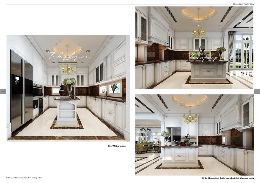 Thiết kế phòng bếp biệt thự tân cổ điển